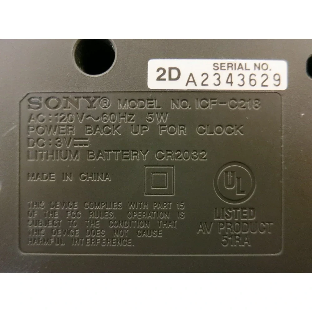 Sony ICF-C218 Dream Machine FM/AM Clock Radio with Alarm